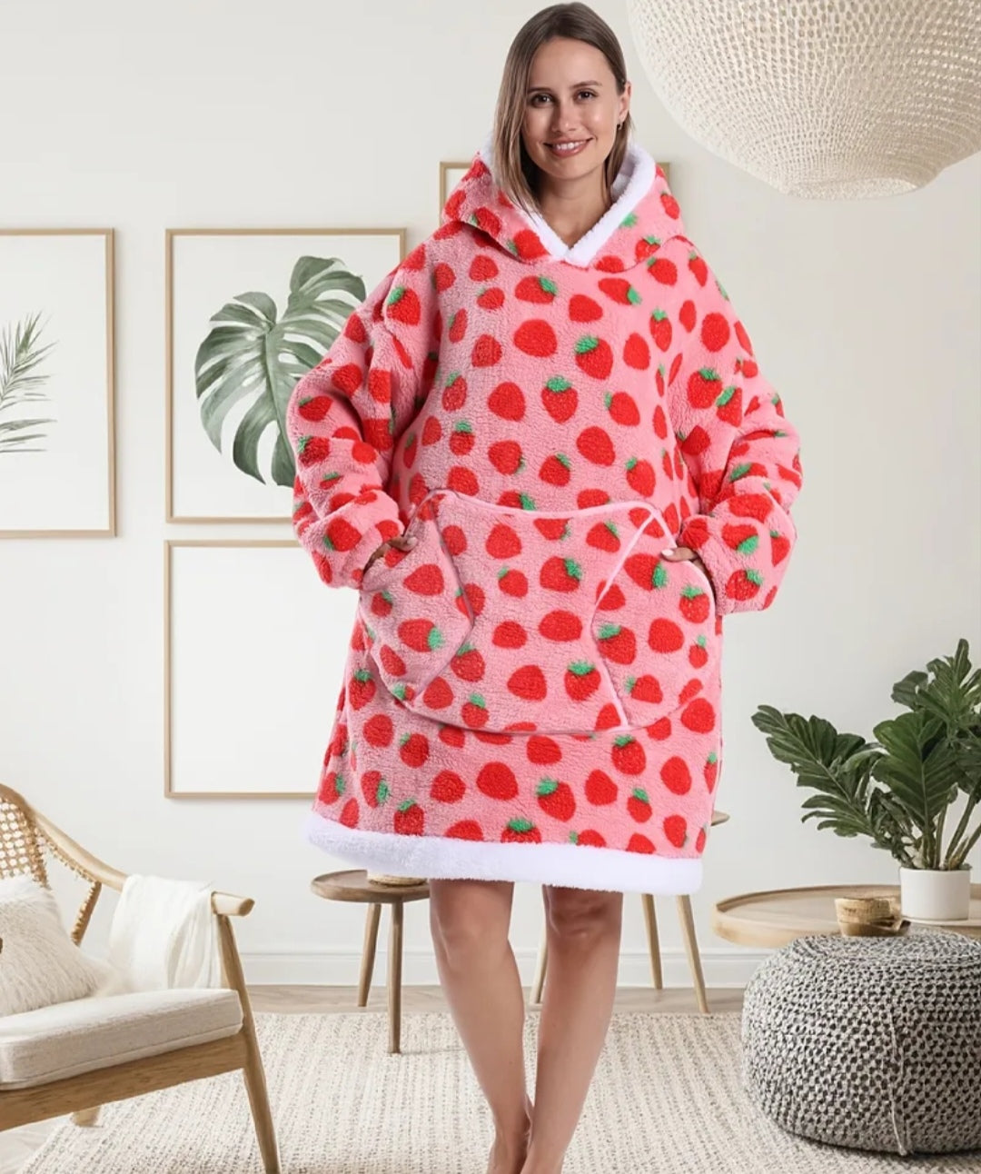 Strawberry Dream Hoodie Blanket 🍓
