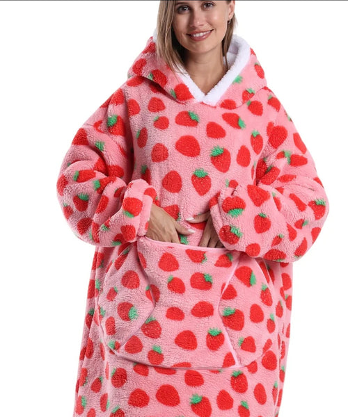Strawberry Dream Hoodie Blanket 🍓