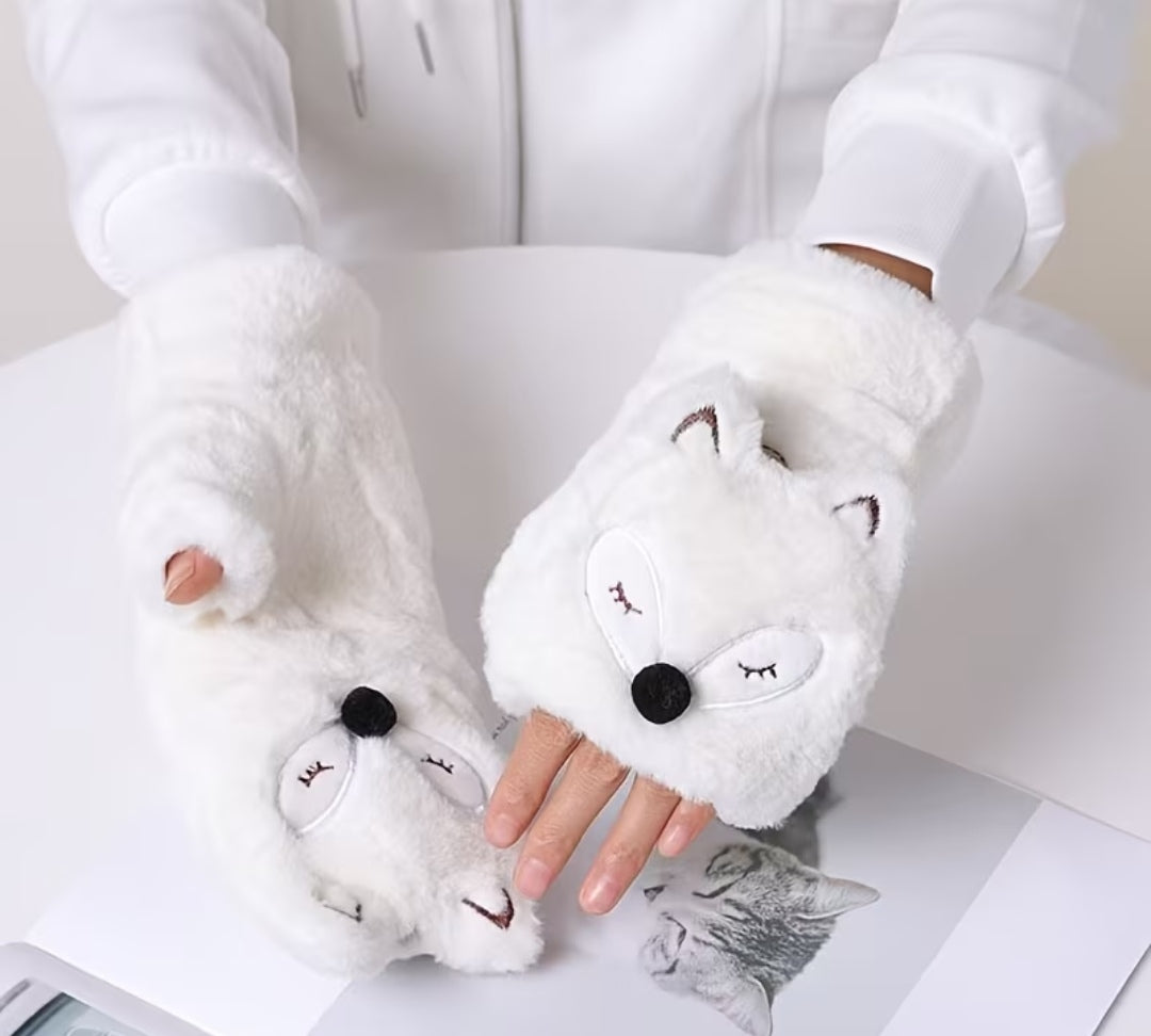 🦊 Cloudy Arctic Fox Plush Hand Warmers❄️